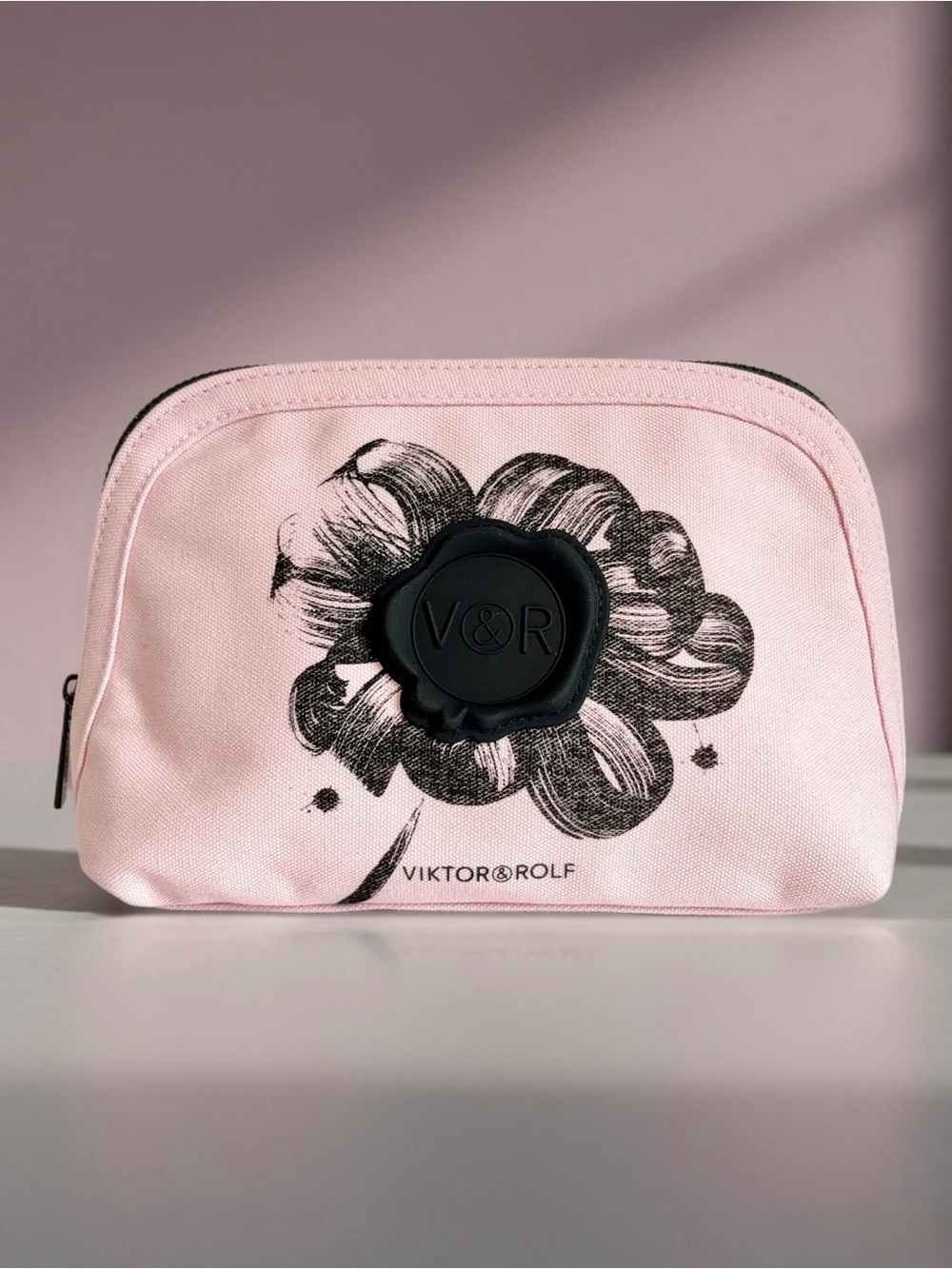 Viktor & Rolf Flowerbomb Pink Canvas Floral Cosmetic Pouch Makeup Bag NEW